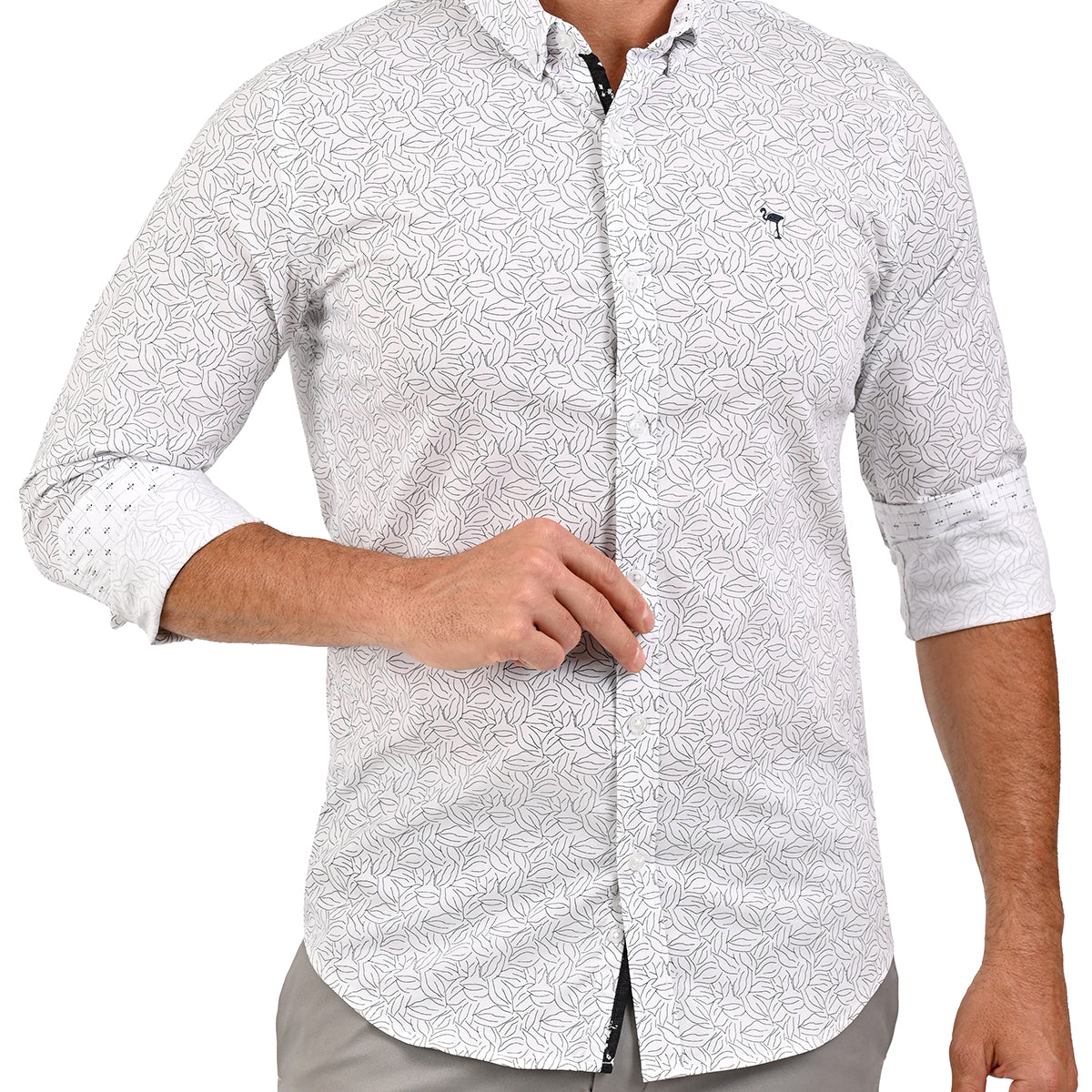 Camisa Casual Manga Larga Flamingo con Estampado