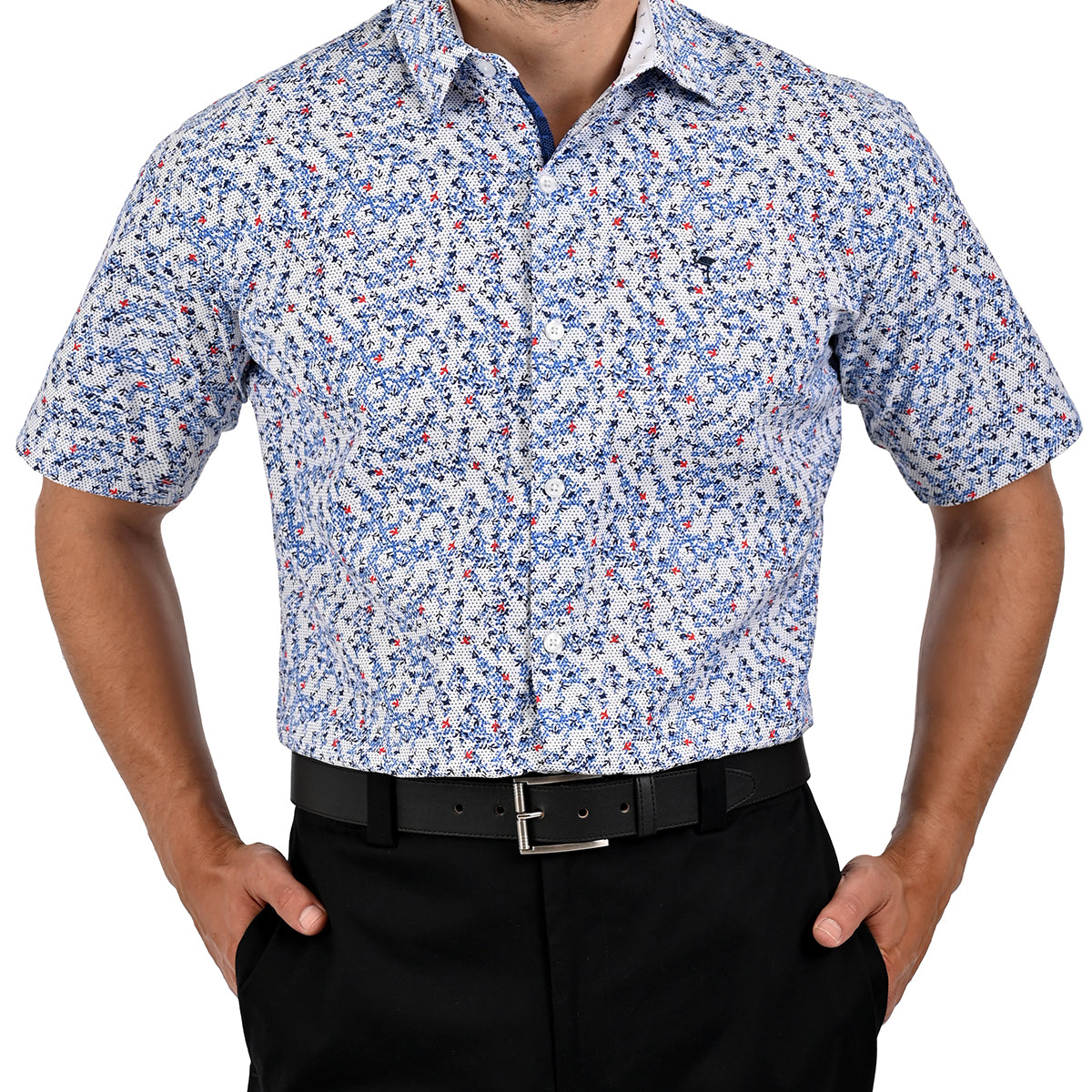 Camisa Casual Manga Corta Flamingo con Estampado – Mariscal Moda Hombre