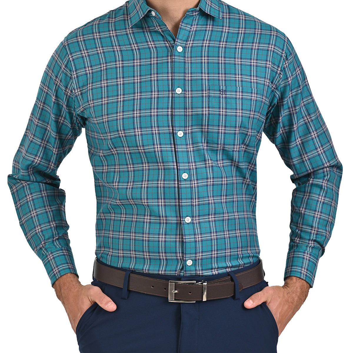Camisa Casual Manga Larga Corte Comfort Con Cuadros John Henry