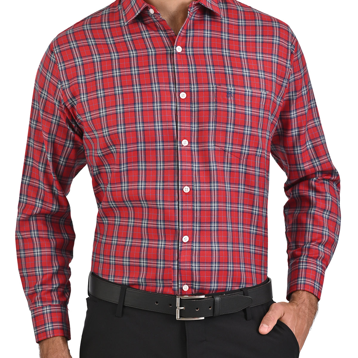 Camisa Casual Manga Larga Corte Comfort Con Cuadros John Henry
