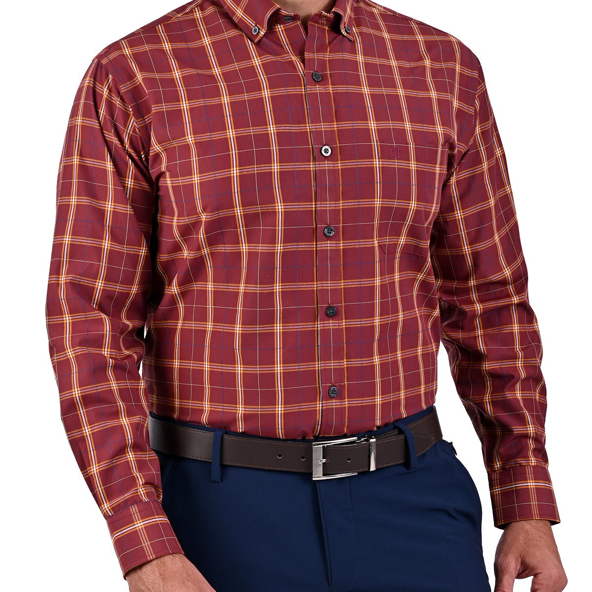 Camisa Casual Manga Larga Corte Comfort Con Cuadros John Henry