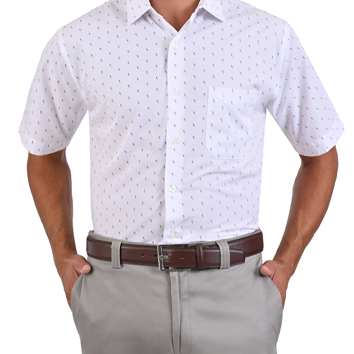 Camisa Casual Manga Corta Con Estampado en Corte Comfort John Henry