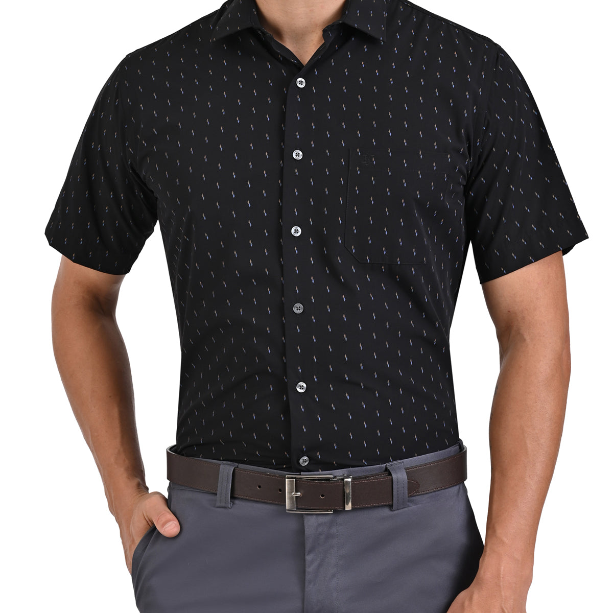 Camisa Casual Manga Corta Con Estampado en Corte Comfort John Henry