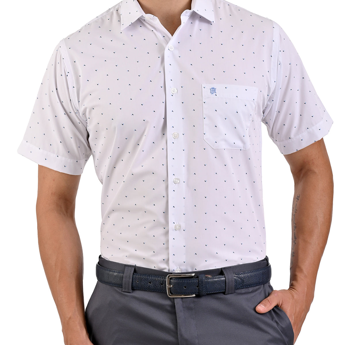 Camisa Casual Manga Corta con Estampado en Corte Comfort John Henry