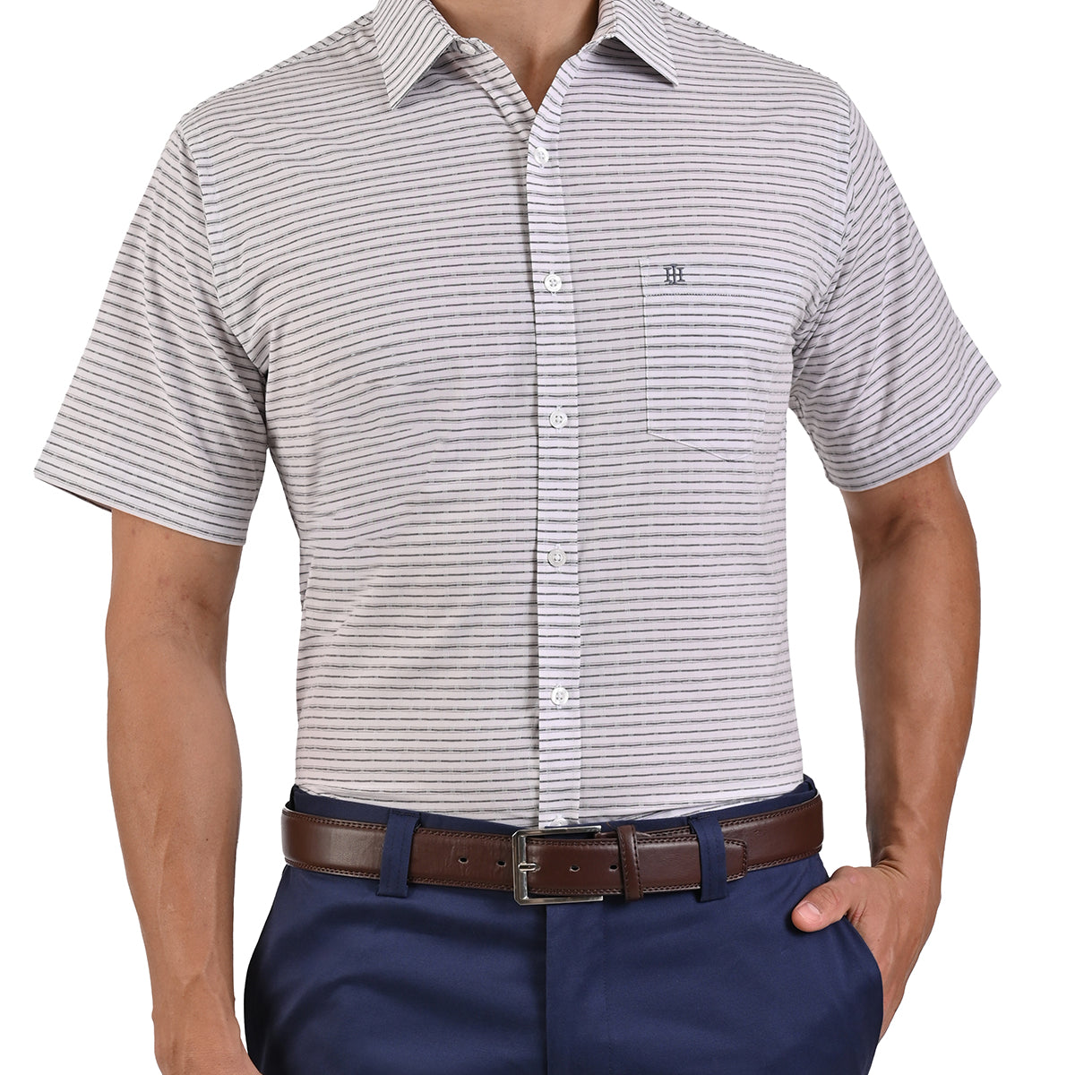 Camisa Casual Manga Corta Con Estampado en Corte Comfort John Henry