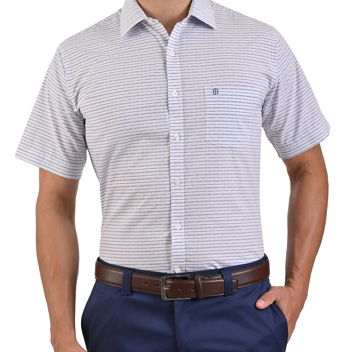 Camisa Casual Manga Corta Con Estampado en Corte Comfort John Henry