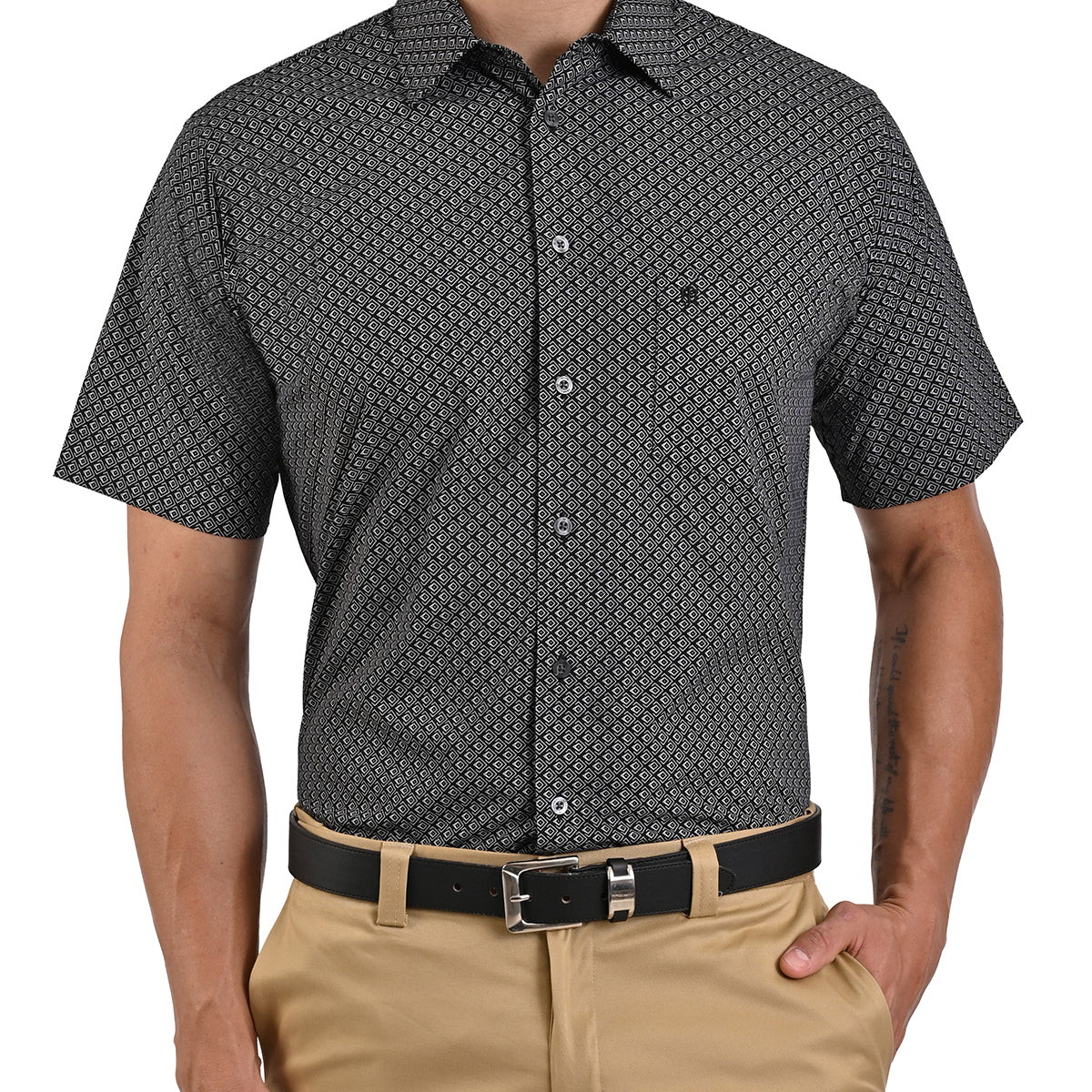 Camisa Casual Manga Corta Con Estampado en Corte Comfort John Henry