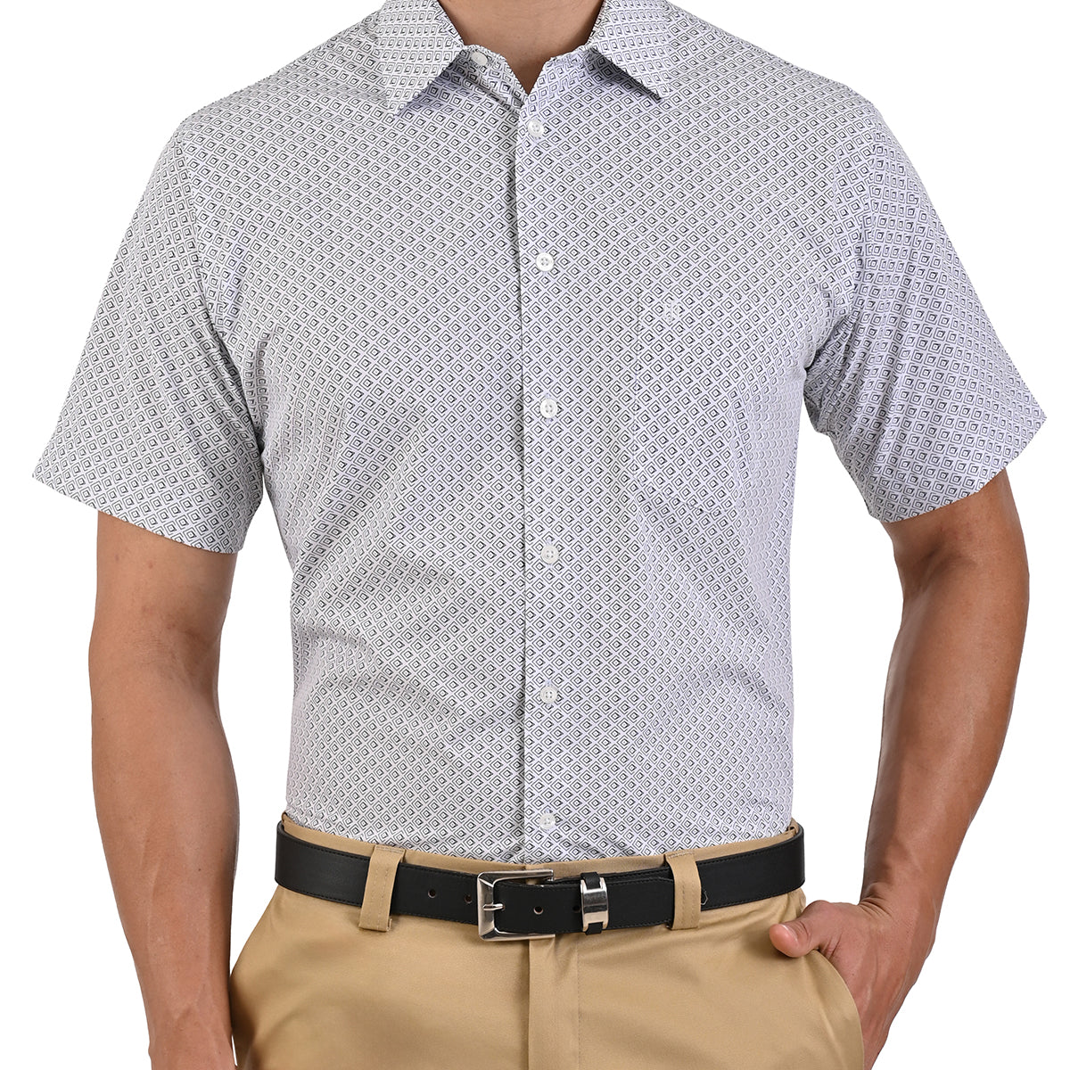 Camisa Casual Manga Corta Con Estampado en Corte Comfort John Henry