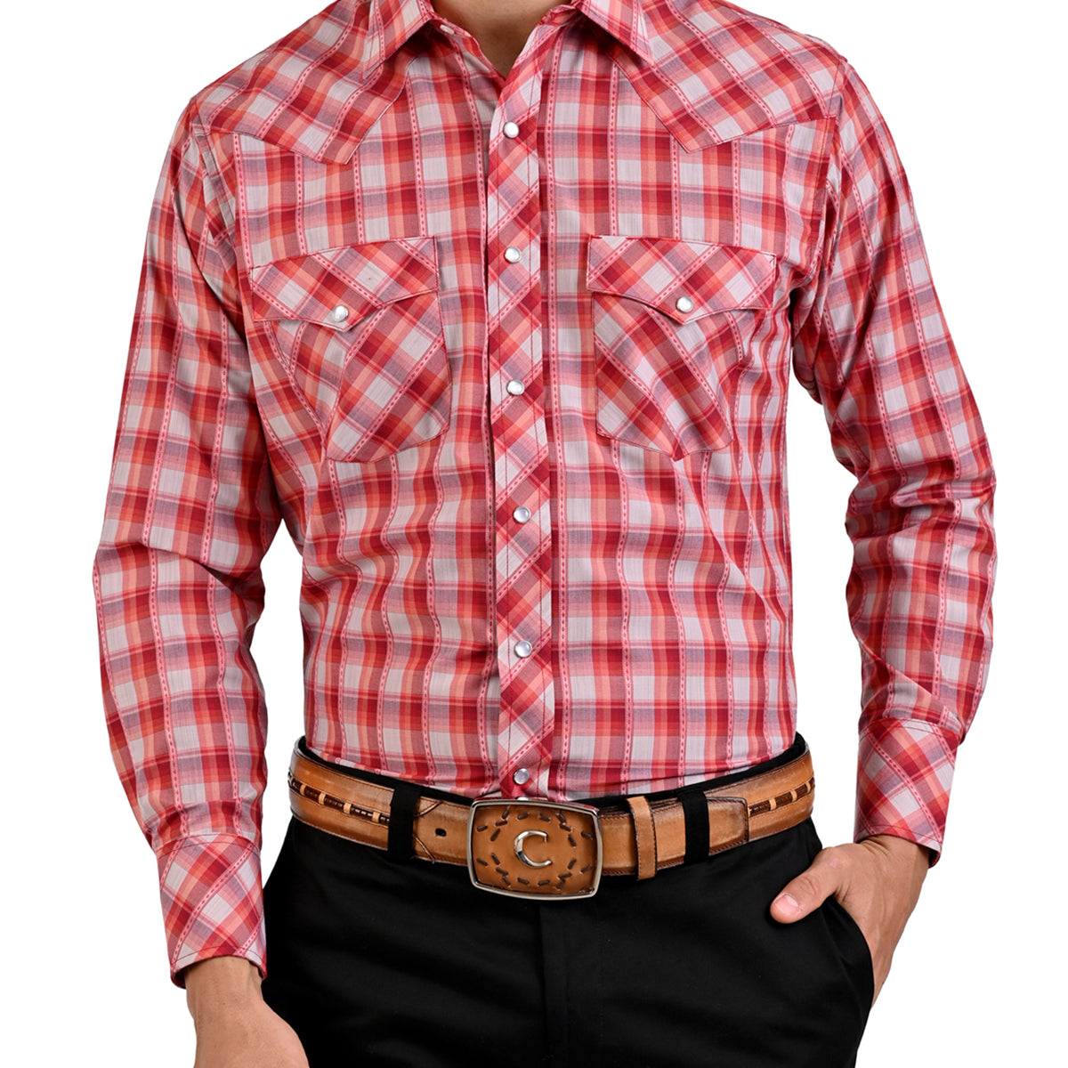 Camisa De Cuadros Roja Vaquera Camisa De Manga Larga Roja GINGHAM