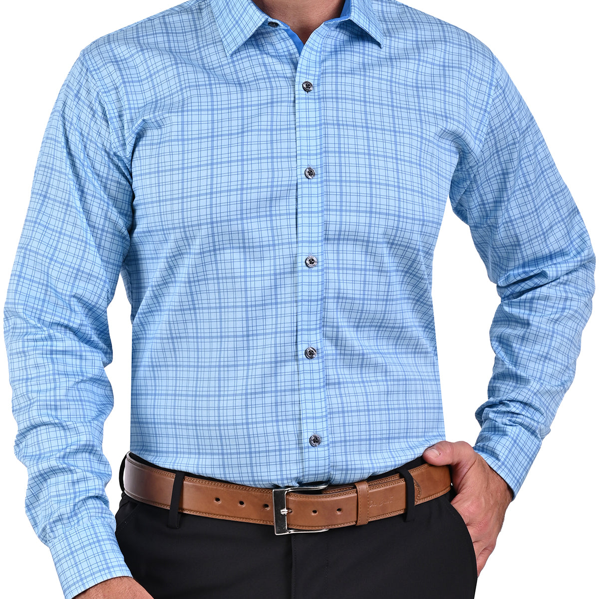 Camisa Casual Manga Larga Corte Slim Mariscal Con Cuadros