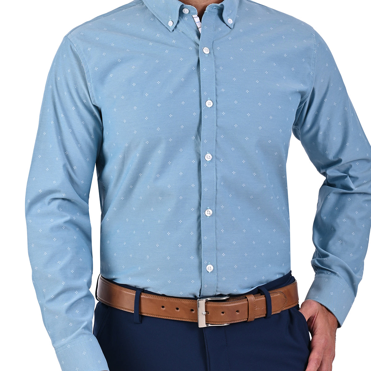 Camisa Casual Manga Larga Corte Slim Mariscal Con Estampado