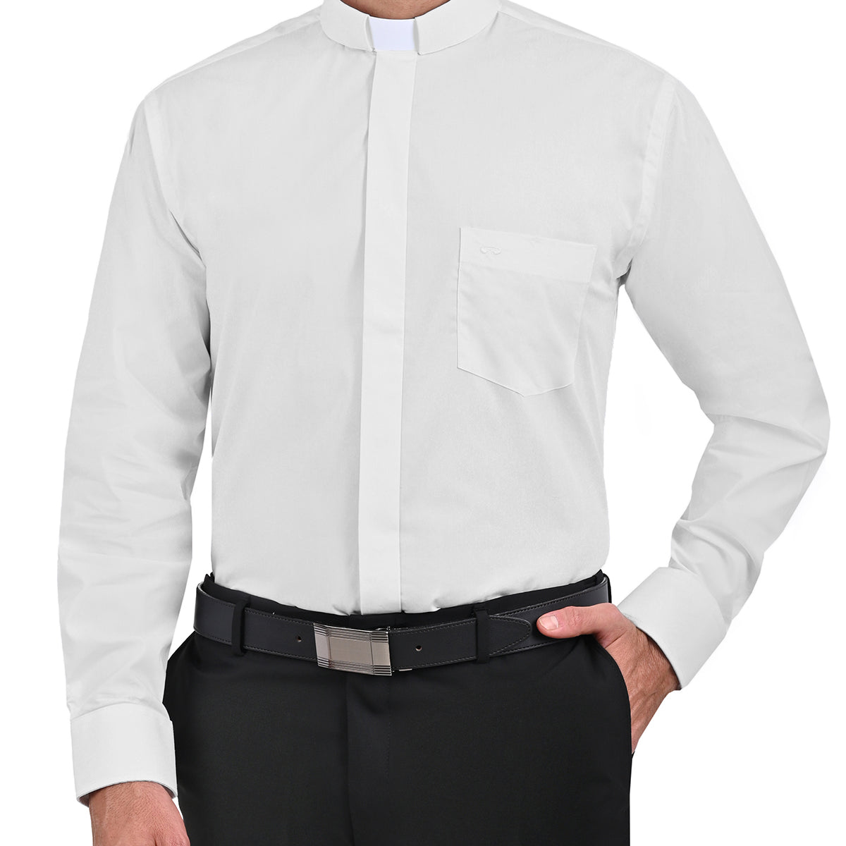 Camisa Clerical Manga Larga Corte Americano