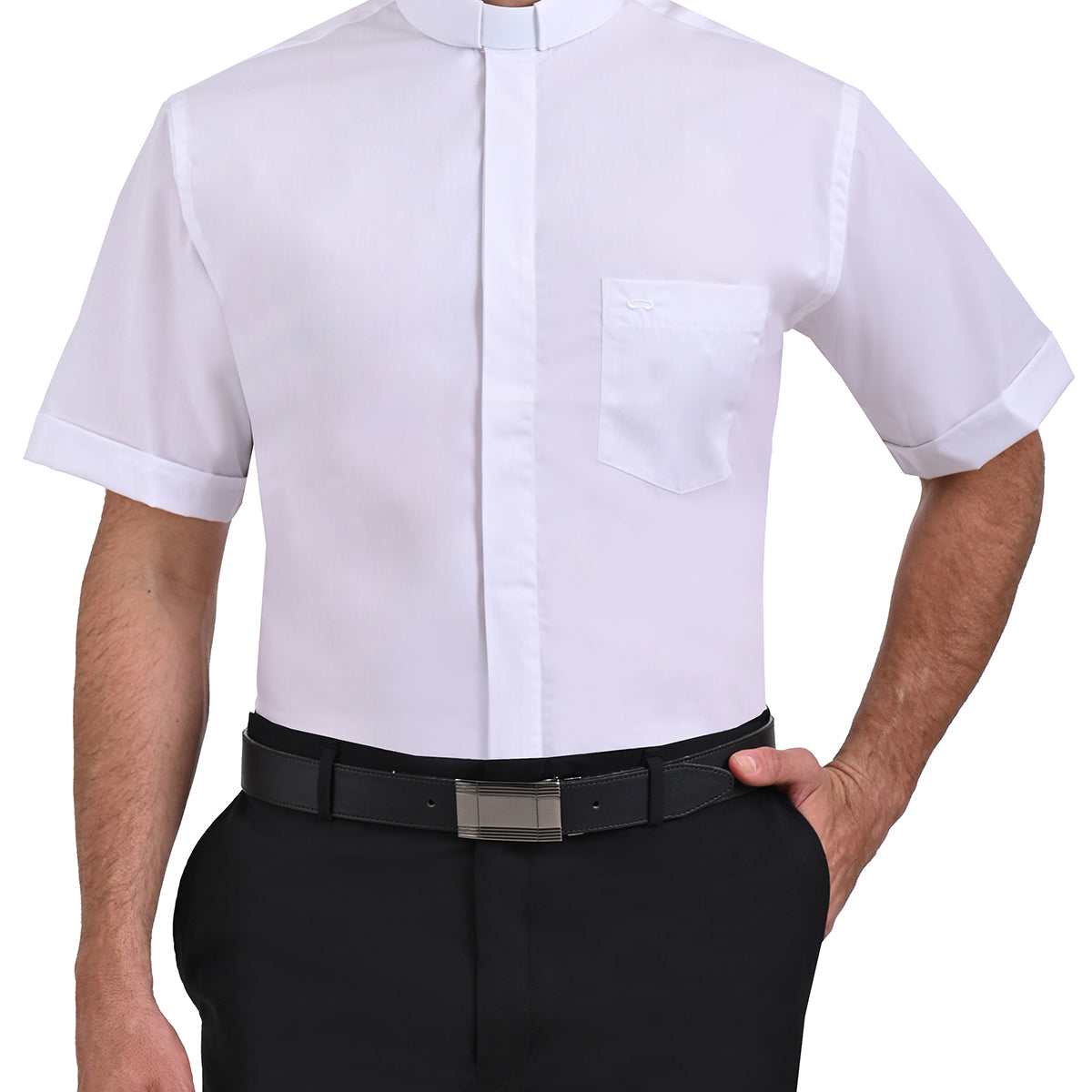 Camisa Clerical Manga Corta Corte Americano