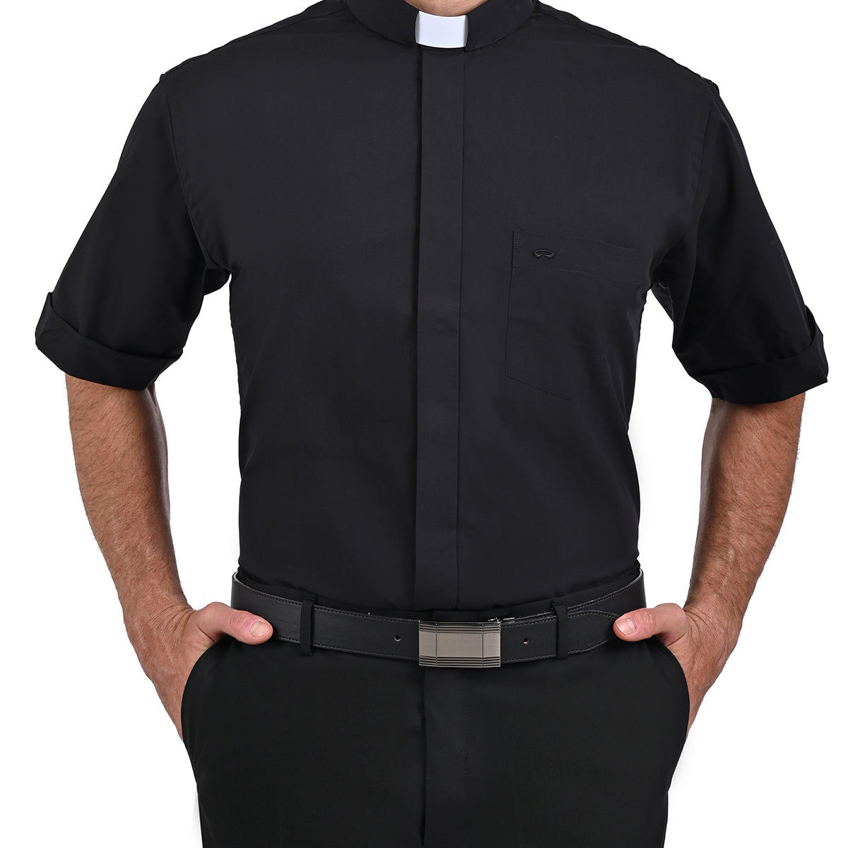 Camisa Clerical Manga Corta Corte Americano
