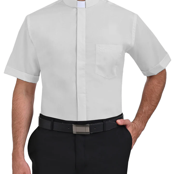 Camisa Clerical Manga Corta Corte Americano