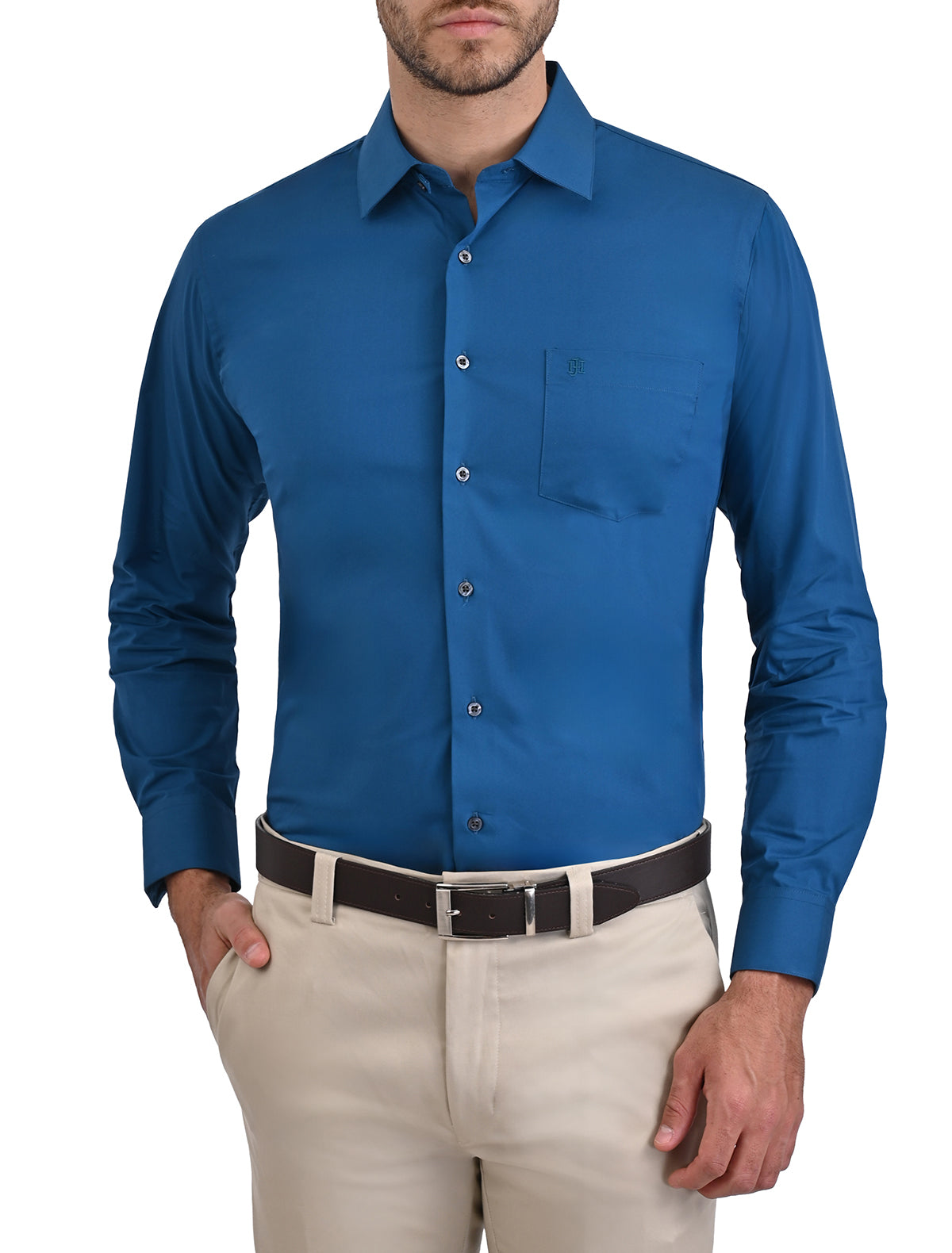 Camisa de Vestir con Cuello Ajustable Spandex Slim Fit John Henry Mariscal Moda Mariscal Moda Hombre