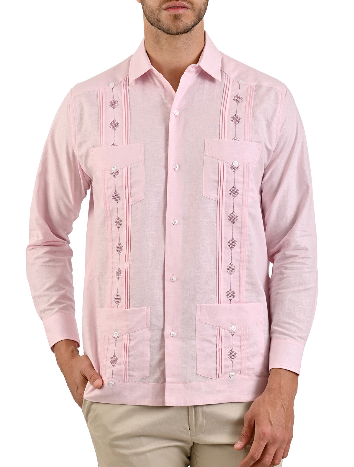 Guayabera Manga Larga en corte Comfort Flamingo Mariscal Moda Hombre