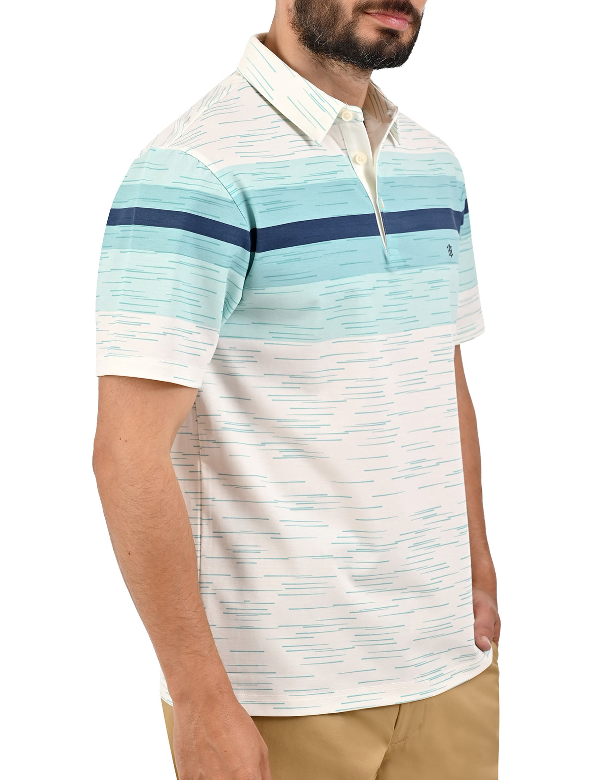 Playera Polo John Henry con líneas horizontales - Playera polo de manga corta para hombre John Henry con diseño de líneas horizontales, corte clásico, colores variados, imagen 2