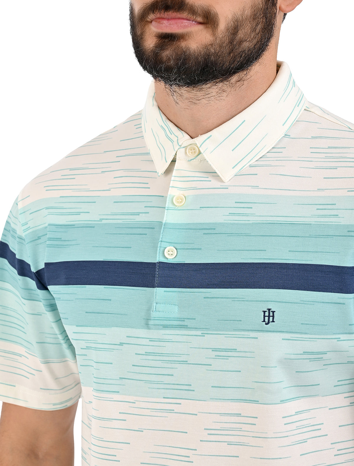 Playera Polo John Henry con líneas horizontales - Playera polo de manga corta para hombre John Henry con diseño de líneas horizontales, corte clásico, colores variados, imagen 3
