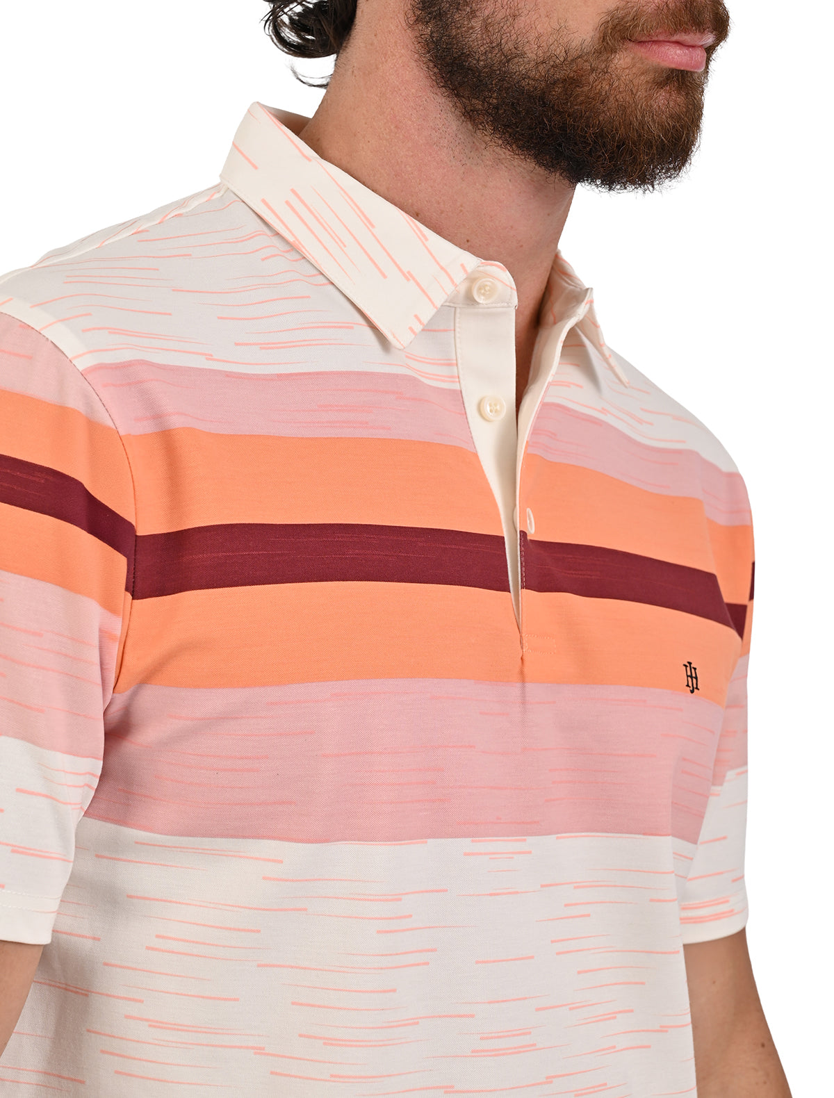 Playera Polo John Henry con líneas horizontales - Playera polo de manga corta para hombre John Henry con diseño de líneas horizontales, corte clásico, colores variados, imagen 7