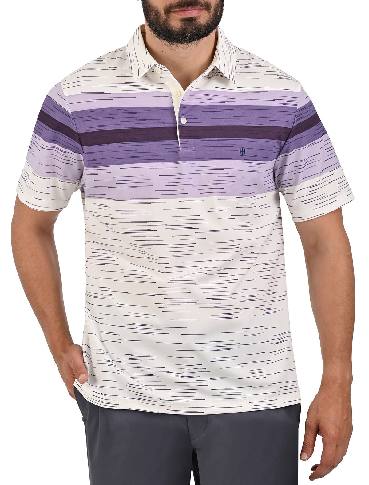 Playera Polo John Henry con líneas horizontales - Playera polo de manga corta para hombre John Henry con diseño de líneas horizontales, corte clásico, colores variados, imagen 9