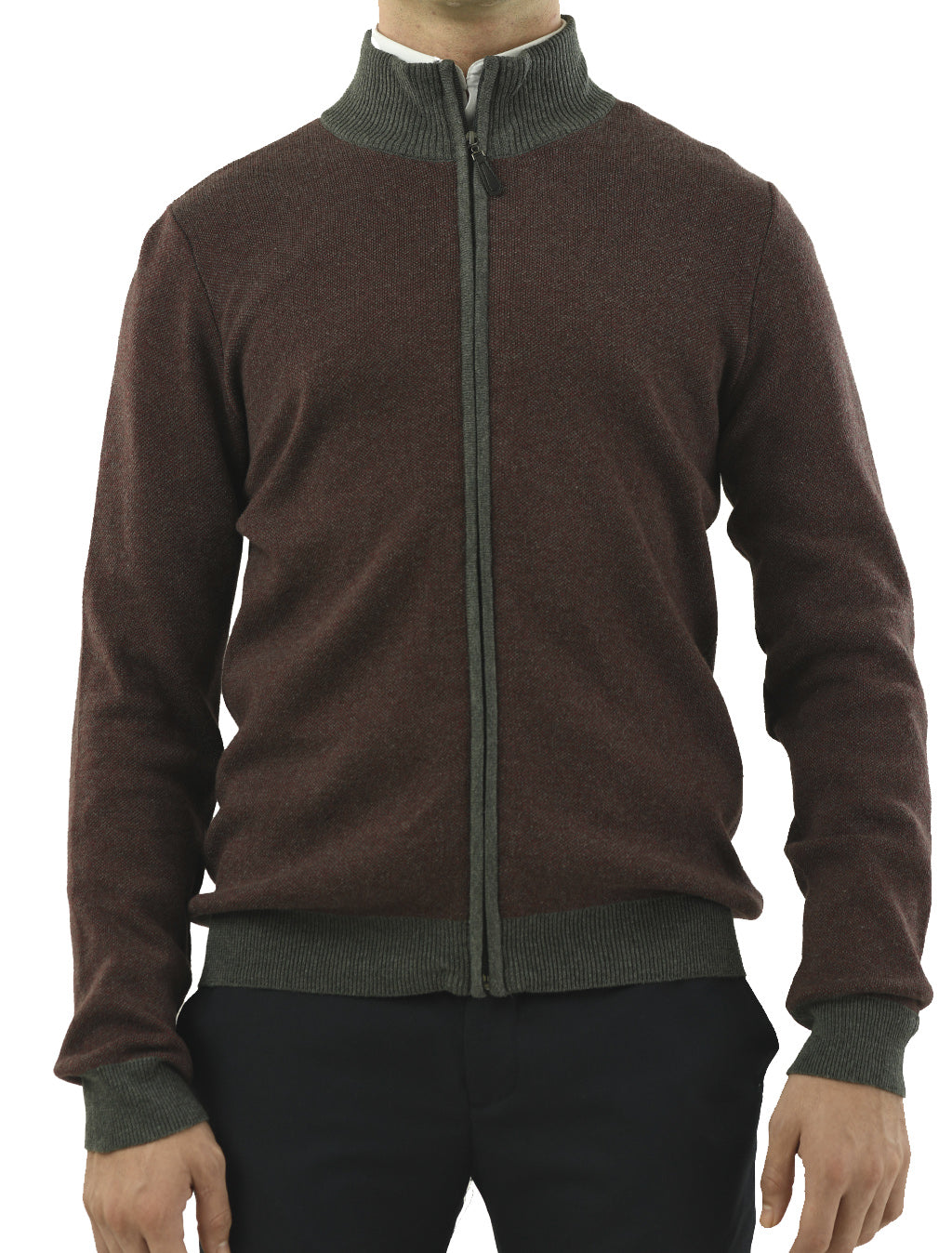 Suéter para Hombre de Punto con Cierre y Aplicaciones John Henry