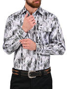 Camisa Vaquera Mariscal con estampado en Corte Americano - Camisa vaquera de manga larga para hombre con diseño estampado exclusivo Mariscal, corte americano, disponible en dorado, blanco y negro, imagen 5