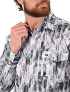 Camisa Vaquera Mariscal con estampado en Corte Americano - Camisa vaquera de manga larga para hombre con diseño estampado exclusivo Mariscal, corte americano, disponible en dorado, blanco y negro, imagen 7