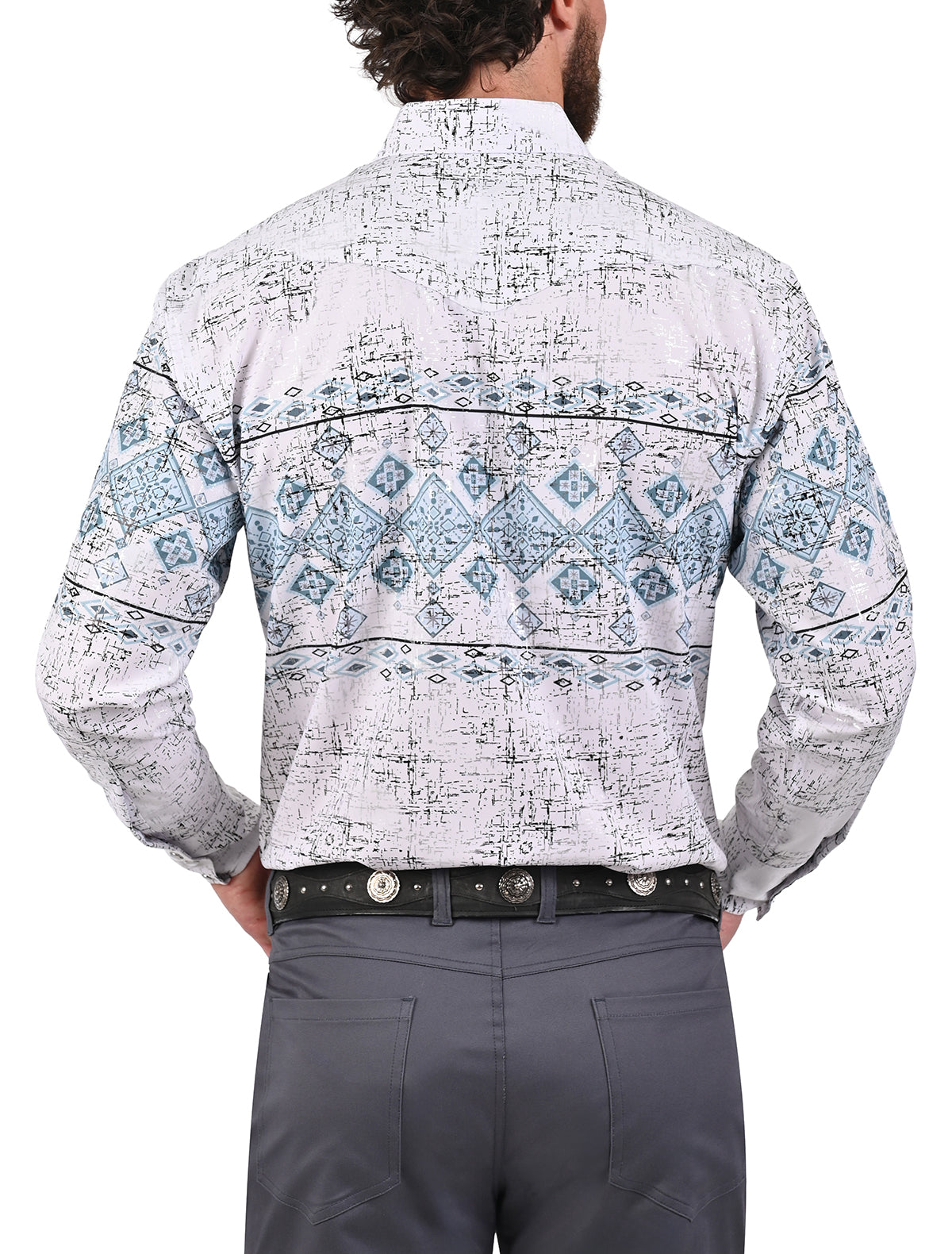 Camisa Vaquera Mariscal con estampado en Corte Americano - Camisa vaquera de manga larga para hombre con diseño estampado, corte americano, 97% poliéster 3% elastano, imagen 8