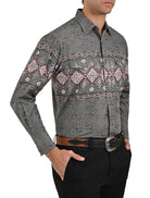 Camisa Vaquera Mariscal con estampado en Corte Americano - Camisa vaquera de manga larga para hombre con diseño estampado, corte americano, 97% poliéster 3% elastano, imagen 2