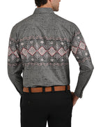 Camisa Vaquera Mariscal con estampado en Corte Americano - Camisa vaquera de manga larga para hombre con diseño estampado, corte americano, 97% poliéster 3% elastano, imagen 4