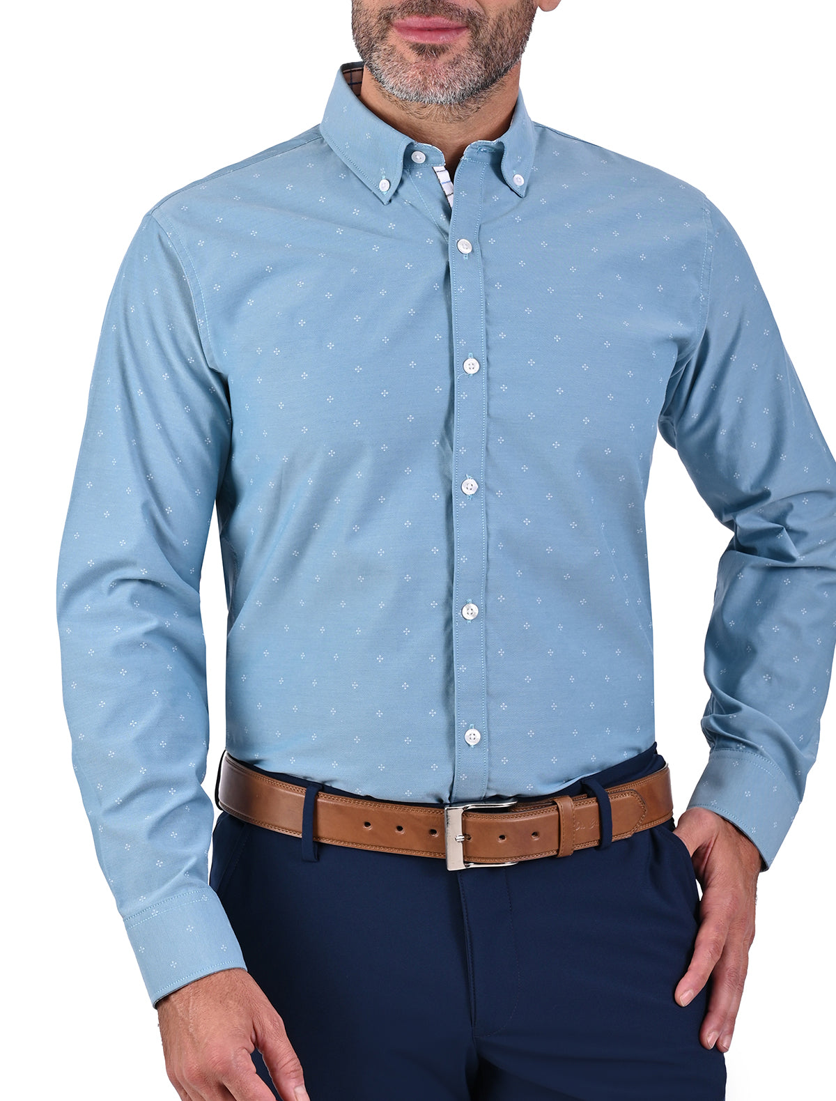 Camisa Casual Manga Larga Corte Slim Mariscal Con Estampado