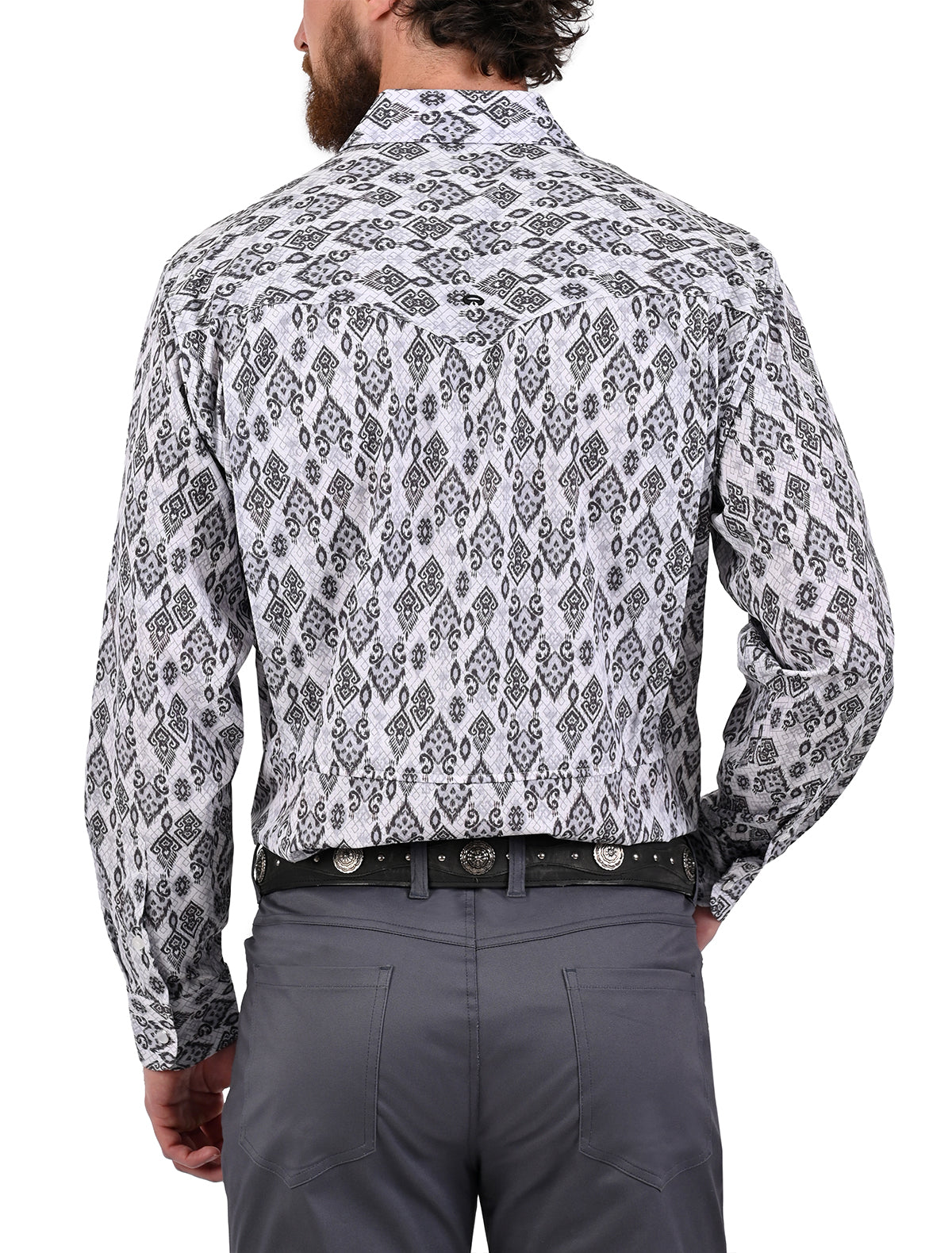 Camisa Vaquera Airtek Cascabel - Camisa vaquera de manga larga para hombre con tejido Airtek, diseño estampado tipo piel de cascabel, 88% poliamida 12% elastano, colores beige y blanco, imagen 10