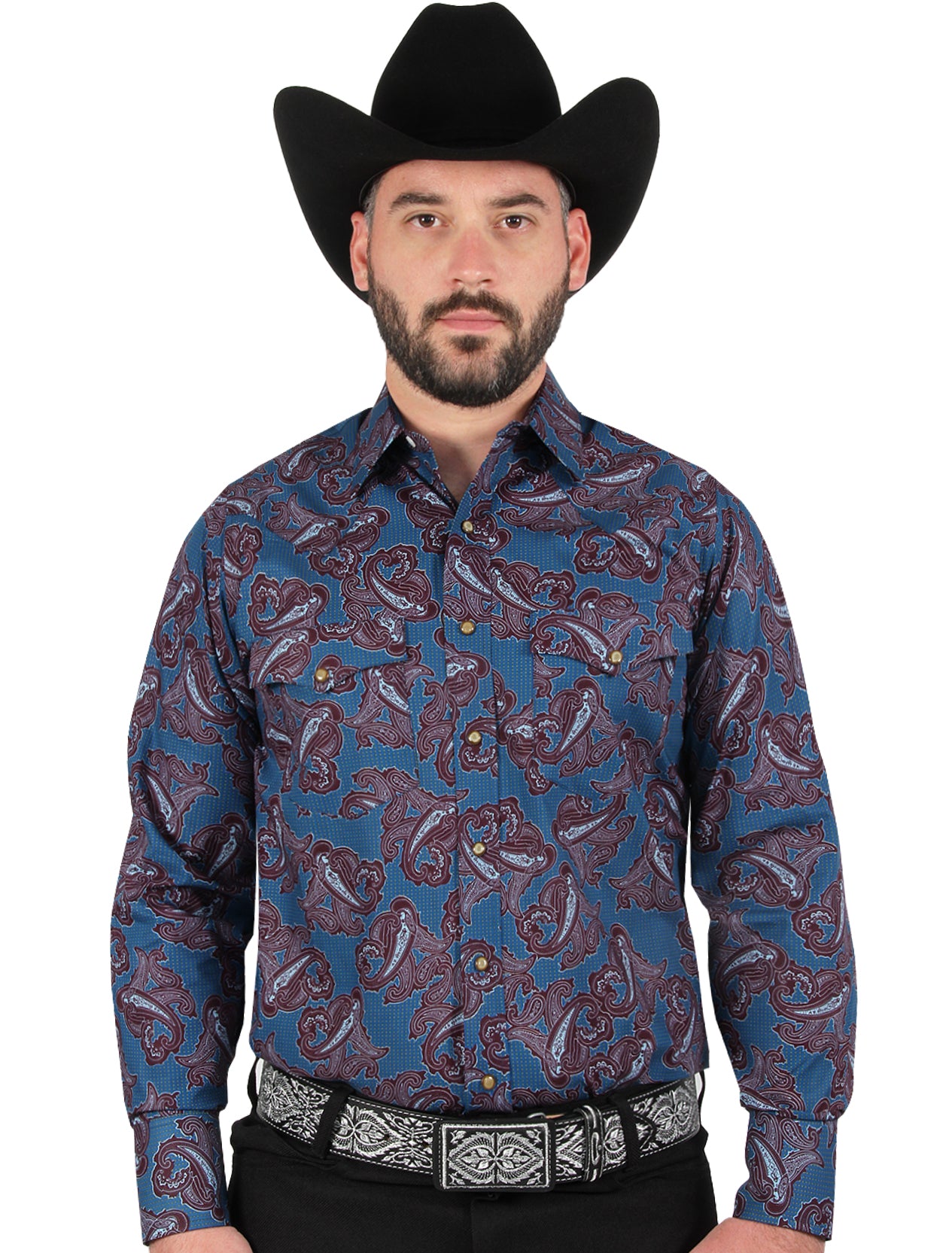 Camisa Vaquera Azul con Pasley Mariscal Moda Hombre