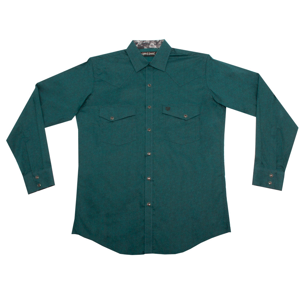 Camisa Vaquera Martin Webb Verde con Estampado Slim Fit