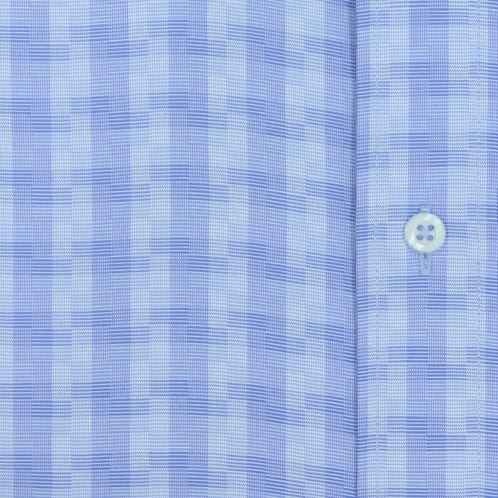 Camisa De Vestir Excellence Azul (Detalles En Cuadros)